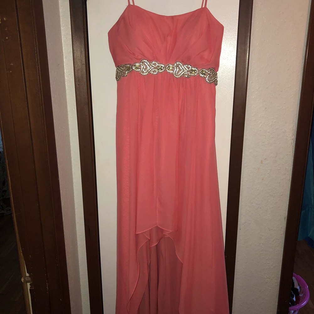 Coral highlow formal dress